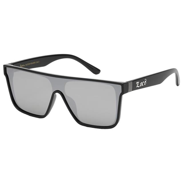 Locs Black Oversized Shield Sunglasses with One piece mirror lens Locs Hardcore Shades Locs-mirrored-wayfarer-flat-top-shield-sunglasses-_6