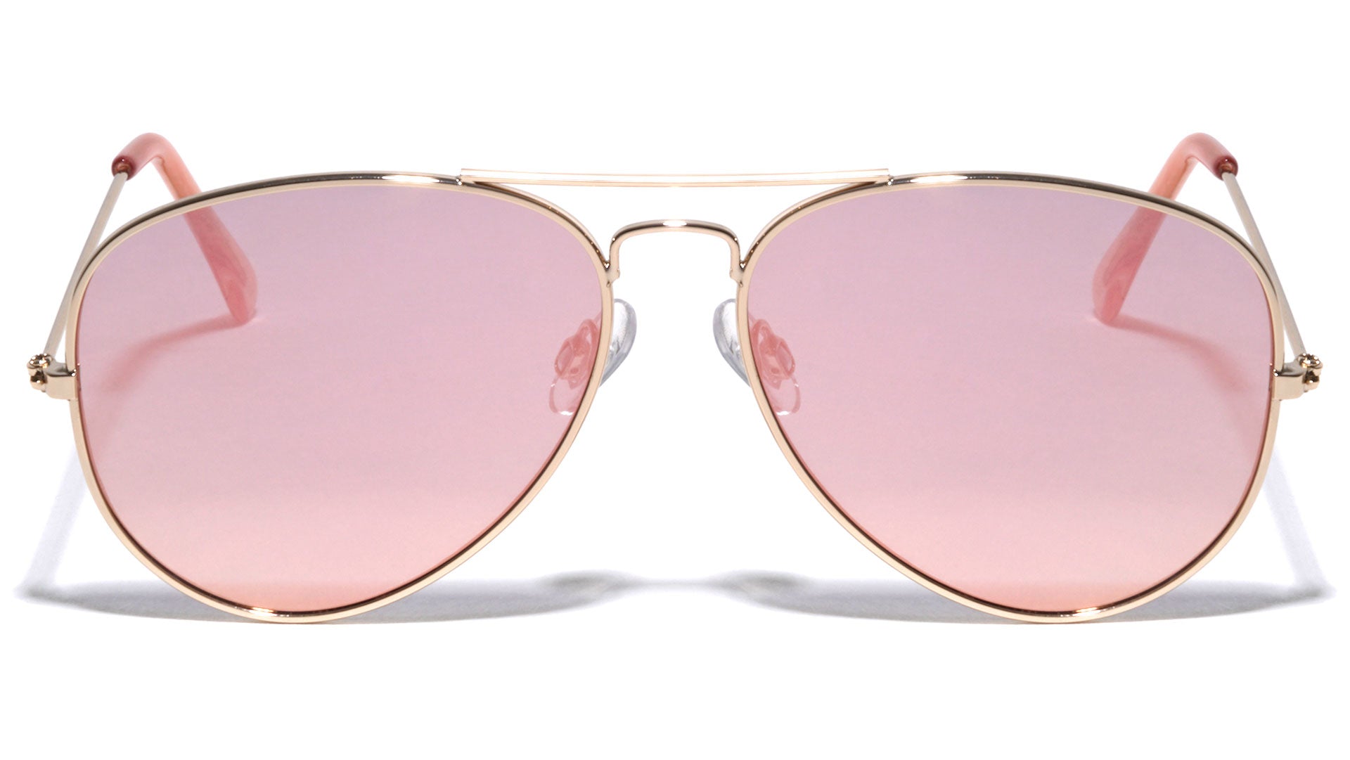 Small Gold Frame Pilot Sunglasses with Pink Mirror Lenses Unbranded M6330-FT-PINK-metal-flat-rose-gold-lens-classic-aviator-sunglasses-01_1