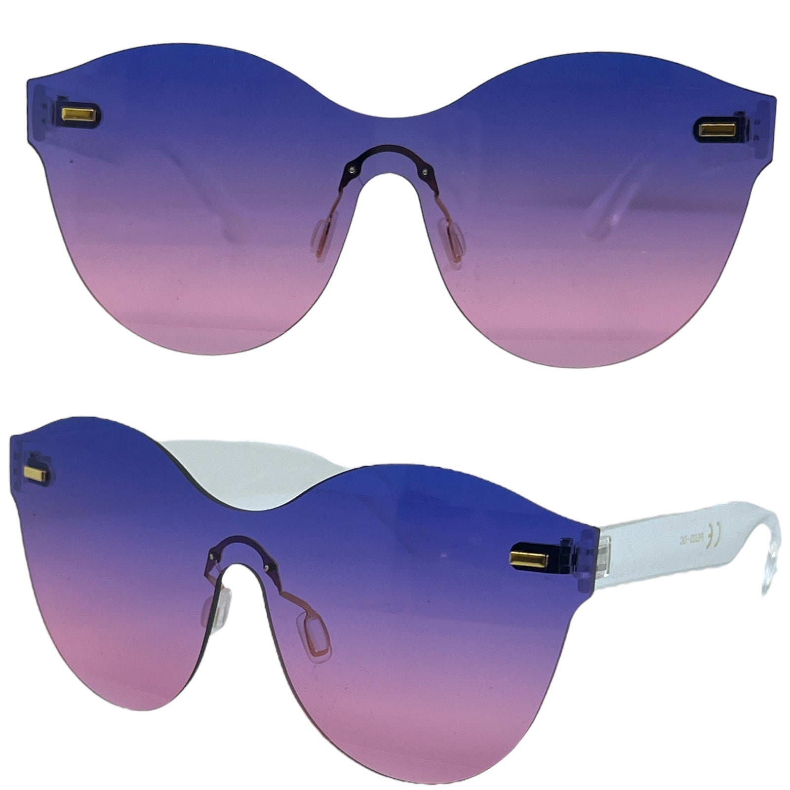 Clubbing Flat Two Tone Lens Cat Eye Sunglasses for Women Clear Purple Pink Gradient Lens Unbranded P6333-OC-CAFE-MAMBO-SUNSET-SUNGLASSES_4