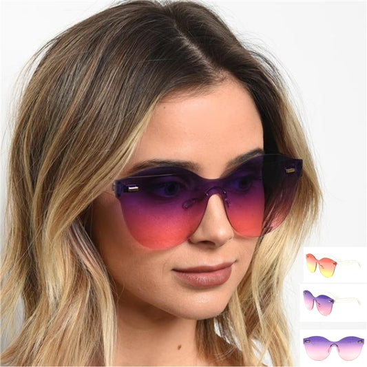 Clubbing Flat Two Tone Lens Cat Eye Sunglasses for Women Unbranded P6333-OC