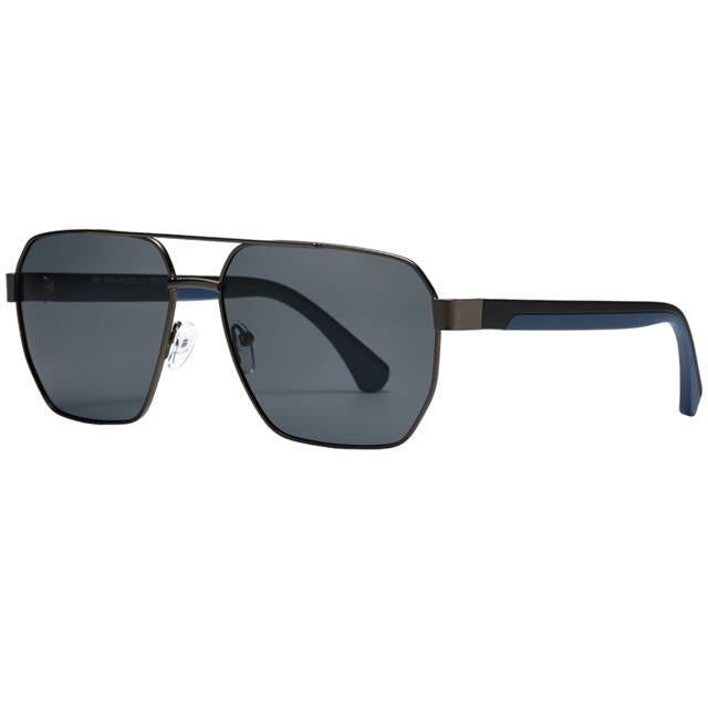 Men s Polarized Pilot Sunglasses Black Geometric Shape UV400 Gunmetal Black Blue Smoke Lens