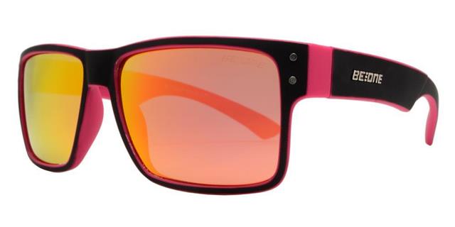 Polarised Designer Kids Sunglasses Classic Square for Boys and Girls Polarized UV400 Lens BeOne PL-J_3003-f Hot Pink Black Orange Mirror Lens