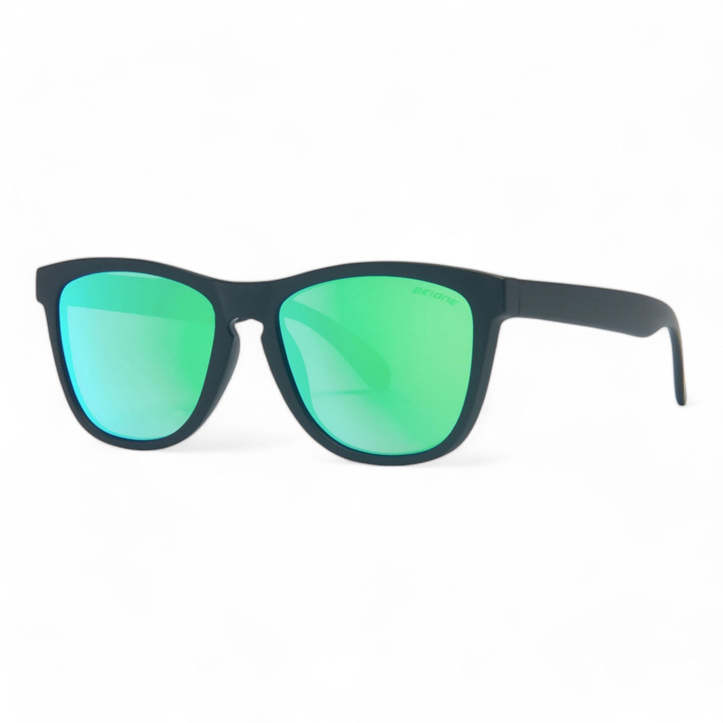 Unisex Classic Polarized Sunglasses BeOne PL3958-wayfarer-polarized-mirror-sunglasses-_1 Matt Black Green Mirror Lens