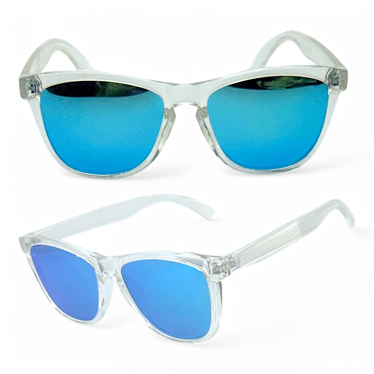 Unisex Classic Polarized Sunglasses BeOne PL3958-wayfarer-polarized-mirror-sunglasses-_10 Clear Blue Mirror Lens