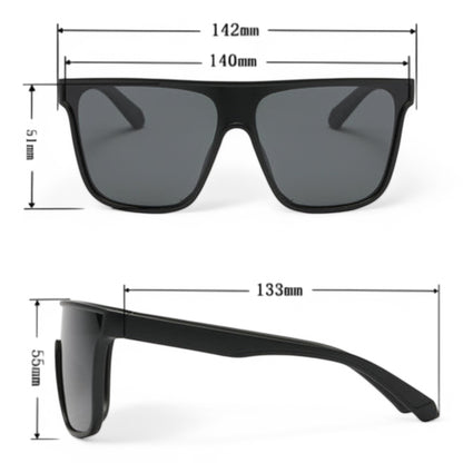 Polarized flat top one-piece lens mirror sunglasses