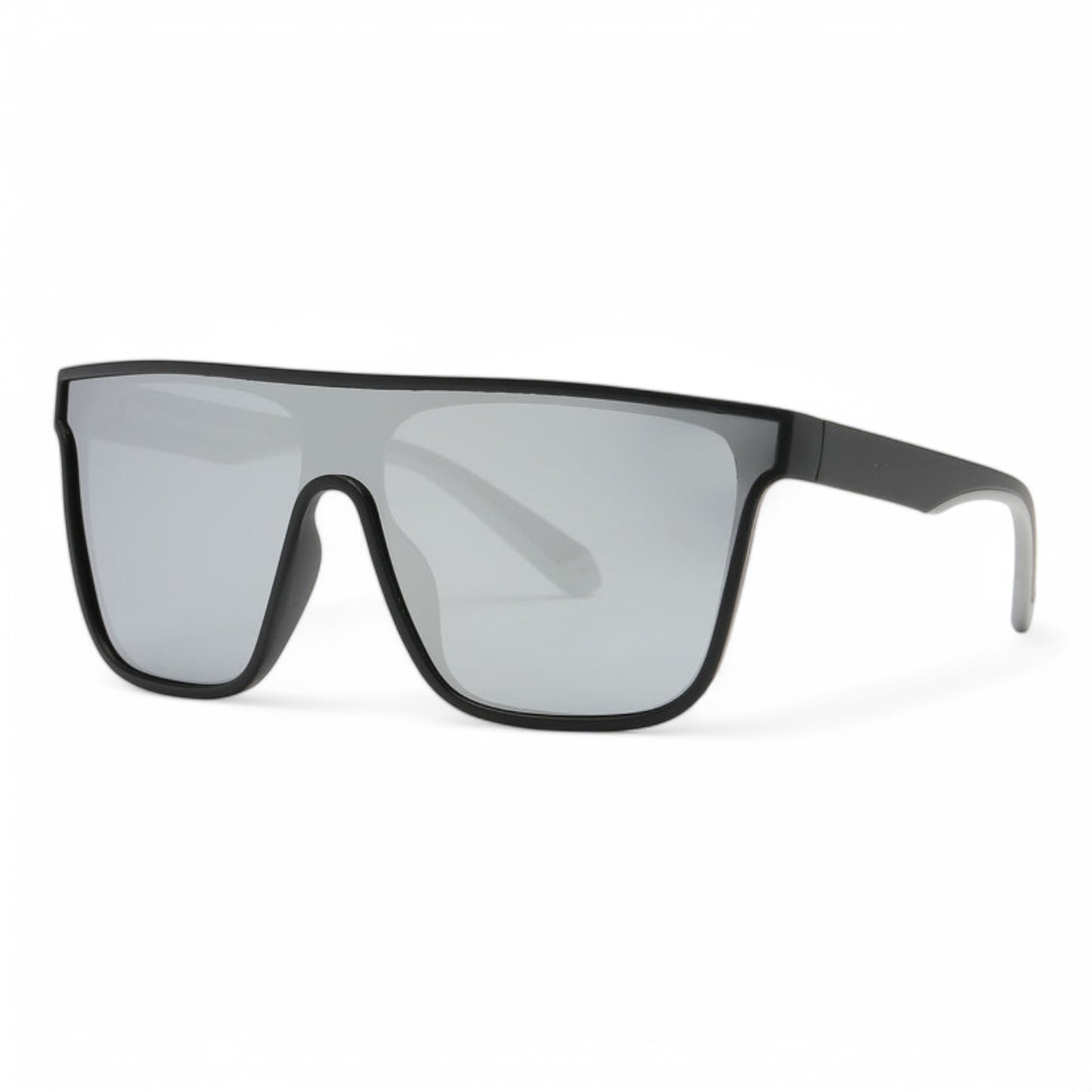 Polarized flat top one-piece lens mirror sunglasses