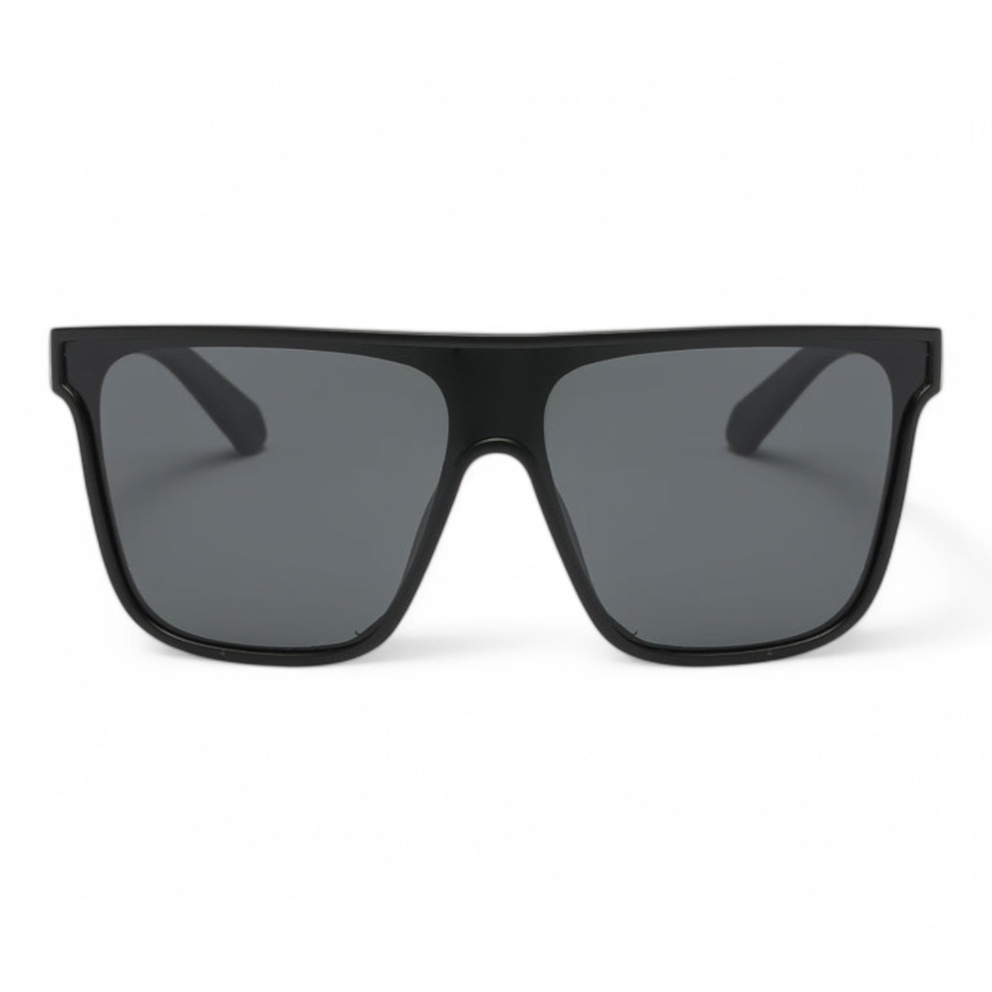 Polarized flat top one-piece lens mirror sunglasses