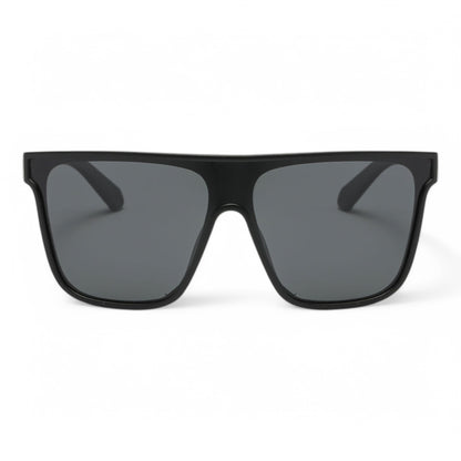 Polarized flat top one-piece lens mirror sunglasses