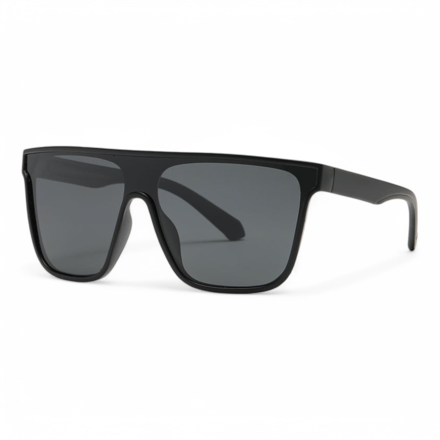 Polarized flat top one-piece lens mirror sunglasses