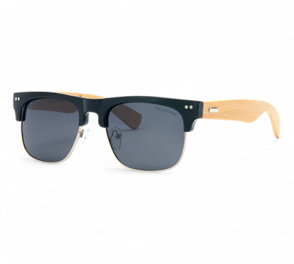 Polarized Classic Wooden Bamboo Sunglasses UV400 Unbranded PL7009-Polarized-Sunglasses-with-Bamboo-Temple-2-Photoroom Matt Black Smoke lens