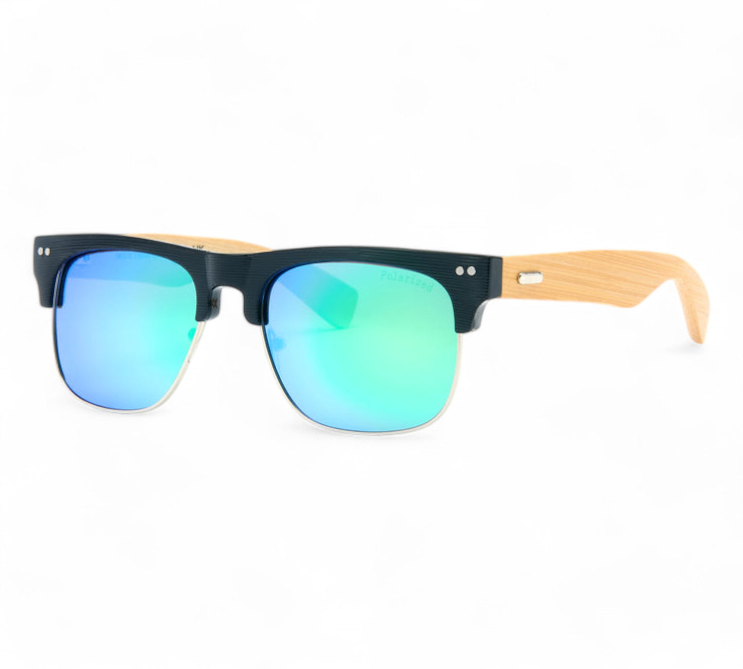 Polarized Classic Wooden Bamboo Sunglasses UV400 Unbranded PL7009-Polarized-Sunglasses-with-Bamboo-Temple-3-Photoroom Gloss Black Green Mirror Lens