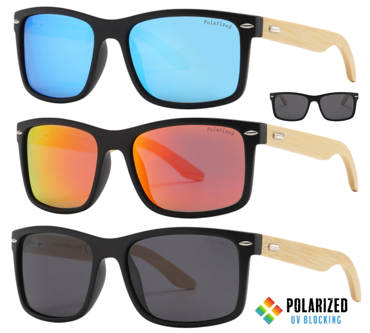 Small Polarized Classic Wooden Bamboo Sunglasses UV400