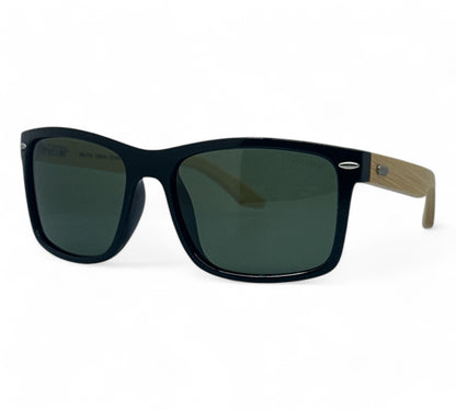 Small Polarized Classic Wooden Bamboo Sunglasses UV400 Unbranded PL7950-Wooden-wayfarer-sunglasses-7_1 Gloss Black Green Lens