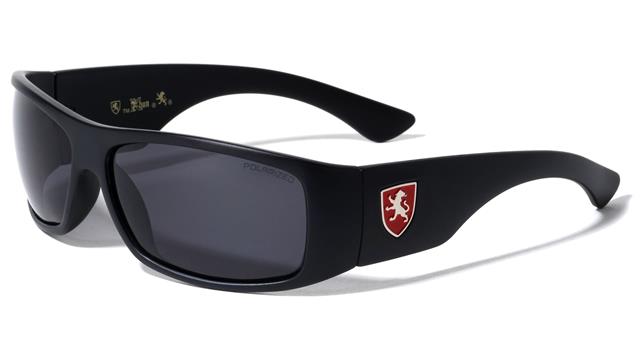 Mens Khan Polarized Black wrap Sunglasses Driving Shades UV400 Matt Black Red Logo Smoke Lens Khan POL-P8687-KN-plastic-polarized-khan-sports-sunglasses-04_13f57b2b-3cef-4eb3-9ab6-ff00e86791d3