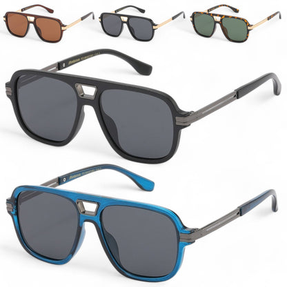 Polarized Retro Flat Top Pilot Sunglasses