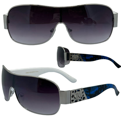 Women's Wrap Around Kleo Small Sunglasses BLUE & SILVER Kleo Photoroom_20240518_134534