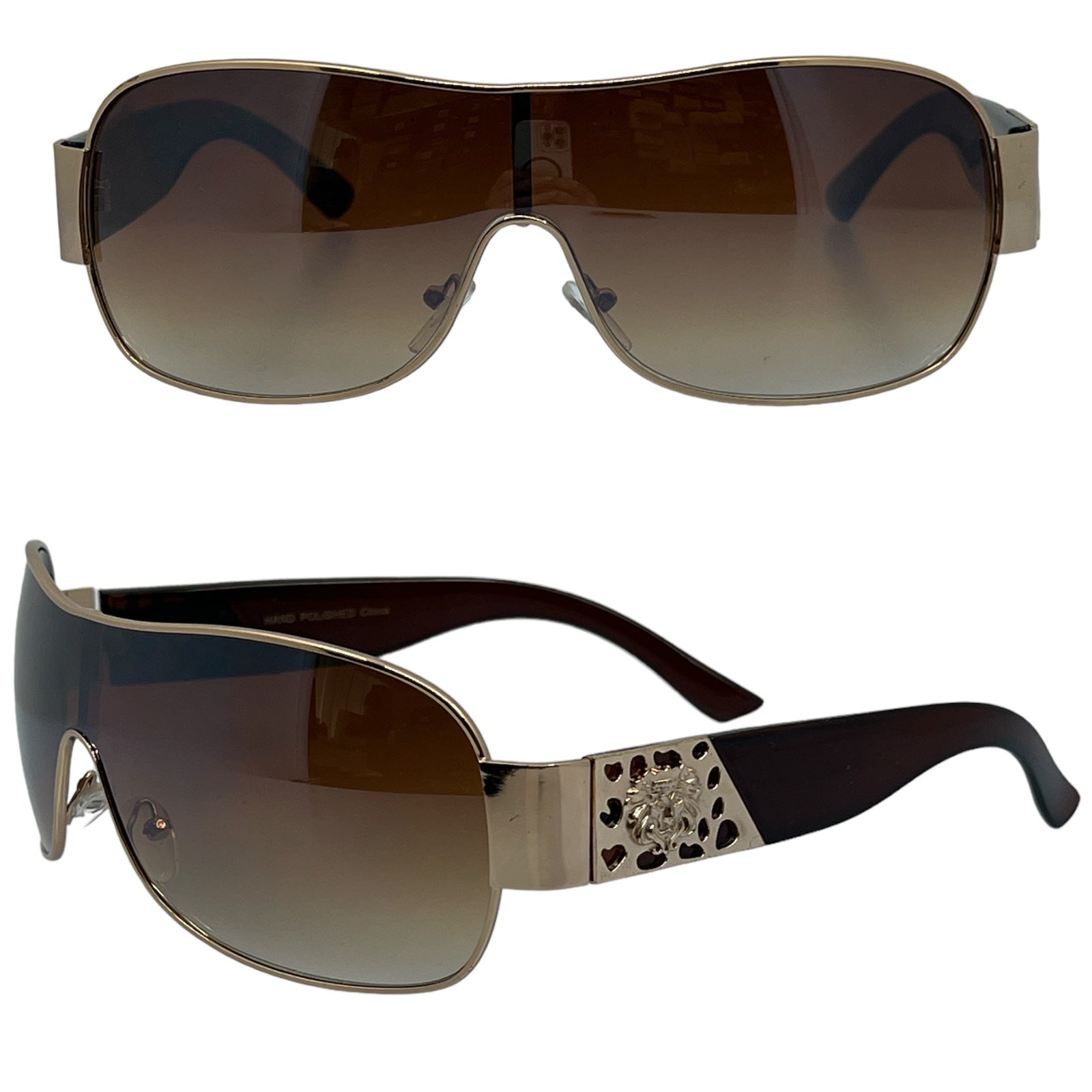 Women's Wrap Around Kleo Small Sunglasses BROWN & GOLD Kleo Photoroom_20240518_135202