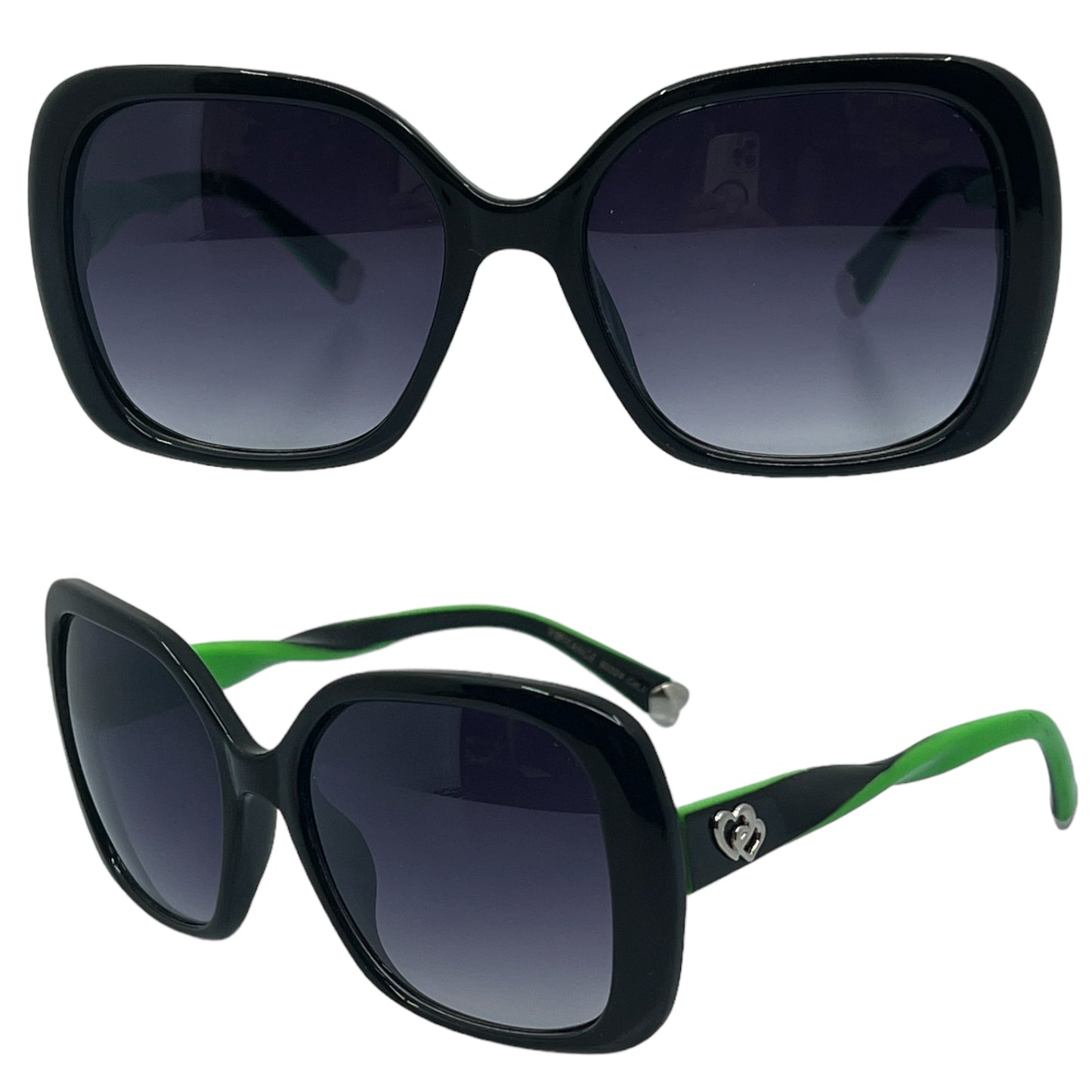 Women's Large Black Butterfly Sunglasses BLACK & GREEN Romance ROM90024-Ladies-oversized-Black-sunglasses_2