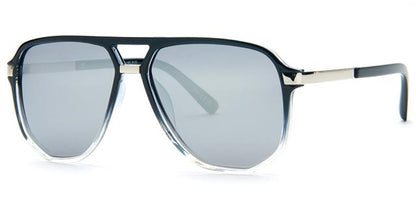 Designer BeOne BeOne Polarized Retro Flat Top Pilot sunglasses for Men Black Clear Silver Silver Mirror Lens BeOne b1pl-3965-3