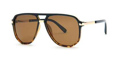 Designer BeOne BeOne Polarized Retro Flat Top Pilot sunglasses for Men Black Brown Gold Brown Lens BeOne b1pl-3965-4