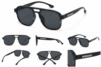 Biohazard Pilot UV400 Black Sunglasses – Lightweight Premium Unisex Shades Biohazard biohazard-pilot-uv400-black-sunglasses-premium-lightweight-eyewear-angles {{ color }}