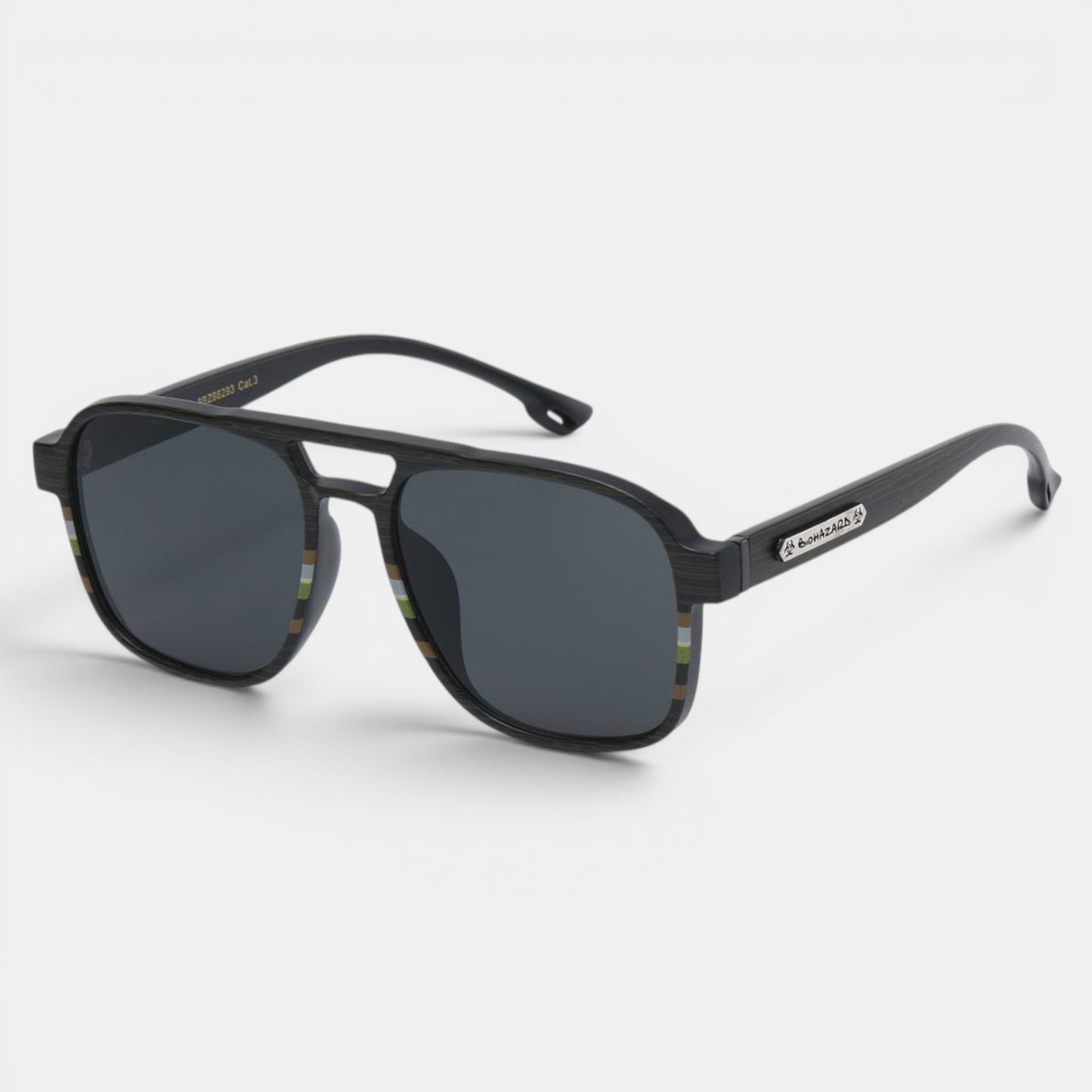 Biohazard Pilot UV400 Black Sunglasses – Lightweight Premium Unisex Shades Biohazard biohazard-pilot-uv400-black-sunglasses-premium-lightweight-eyewear_3 Black Brown Wood Look Brown Blue Green Smoke lens {{ color }}