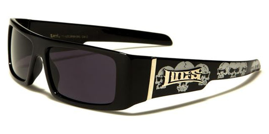 Children's Black Wrap Sunglasses Kids Locs Hip Hop Skull OG Gangster UV400 3-8yr Locs Shades kg-loc9058-skla