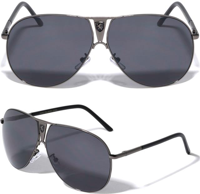Khan Vintage Oversized Shield Pilot Sunglasses for Men GUNMETAL BLACK SMOKE LENSES Khan kn-1086-khan-metal-frontal-lion-logo-aviators-sunglasses-00_21d8f7ad-c6bf-463b-a5cc-817c264fe555