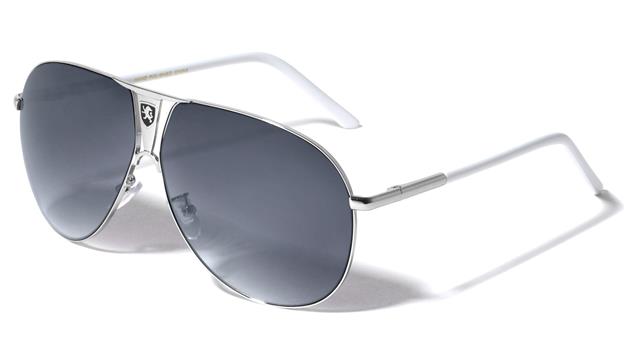 Khan Vintage Oversized Shield Pilot Sunglasses for Men Khan kn-1086-khan-metal-frontal-lion-logo-aviators-sunglasses-06_09adb333-5d22-4237-a489-bdc3f89ab657 SILVER WHITE SMOKE LENSES