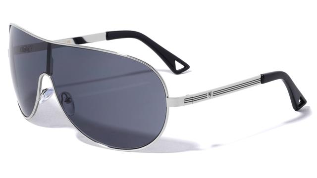 Mens Khan Oversized Wrap Sunglasses With Large One Piece Shield Lens UV400 Silver Black Smoke Lens Khan kn-1088-khan-metal-three-line-temple-shield-sunglasses-07_38df903d-f4ce-4969-abeb-4ca7ea2e8e4a