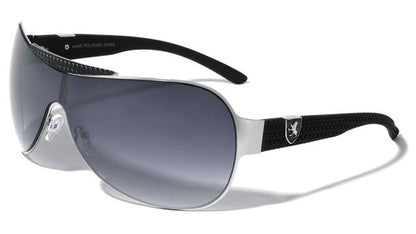 Khan Oversized Shield Sunglasses for Mens And Women Silver Black Silver Logo Smoke Gradient Lens Khan kn-1129-khan-metal-one-piece-shield-lens-curly-pattern-sunglasses-04_2b0c5e23-23ca-4b64-b656-2c031b395c71