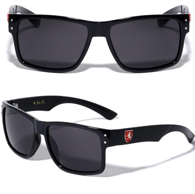Mens High Quality Flat Top Classic Retro Sunglasses with Super Dark Lens Gloss Black Red Logo Black Lens Khan kn-5344-sd-khan-plastic-super-dark-classic-square-sunglasses-0_689aaf63-6e64-4036-9b8b-60d749ce90cf