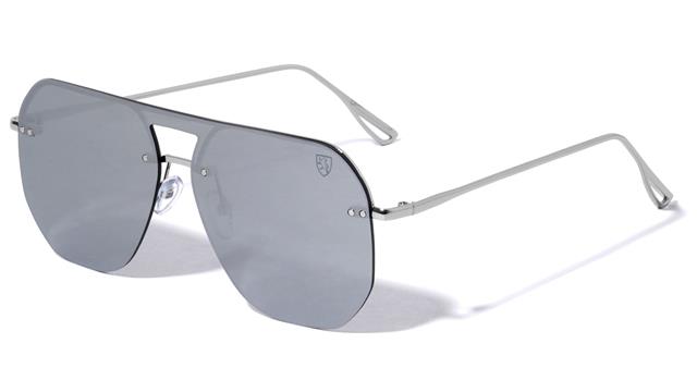 Men's Khan Flat Top Flat Lens Pilot Mirror Shield Sunglasses Silver/Silver Mirror Lens Khan kn-m21040-khan-metal-aviators-shield-sunglasses-02_d5a5c180-897c-45d9-8b4d-2451119ed7f6