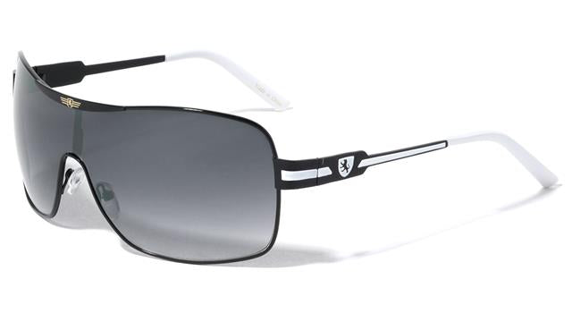 Mens Khan Pilot Wrap Sunglasses Metal with Oversized Retro Shield Frame UV400 BLACK & WHITE Khan kn-m3728-_new_-khan-metal-one-piece-shield-round-frame-sunglasses-04_3f46dcd6-70cb-4fd3-8cbd-25b72e35565c