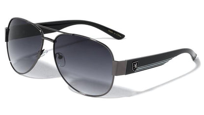 Men's Khan Designer Pilot Sunglasses with Brow Bar and Retro Stripes Gunmetal Black White Gradient Smoke Lens Khan kn-m3915-_new_-khan-metal-three-color-line-temple-modern-aviators-sunglasses-06_f05d6b68-8354-4c13-aa12-4b0ad32bf8b3