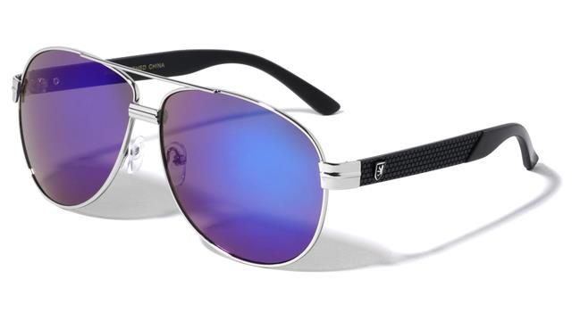 Retro Pilot Sunglasses Designer Khan for Men Silver Black Dark Blue Mirror Lens Khan kn-m3935-cm-metal-tire-marks-temple-pattern-aviators-sunglasses-07_ec49fb68-265b-48a9-a0bb-11395d58b8fe