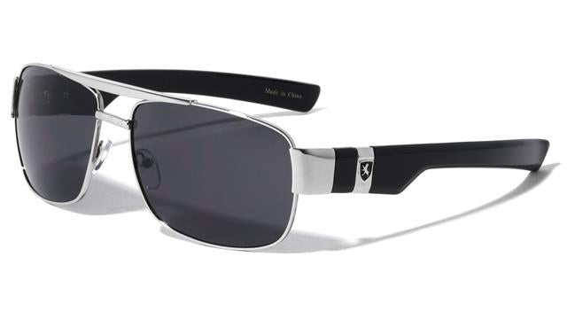 Mens Khan Small Pilot Sunglasses with Brow Bar UV400 Silver/Black/Smoke Lens Khan kn-m3956-khan-metal-modern-squared-aviators-sunglasses-02_871ca839-db0d-4f97-971d-08319d1a00ca