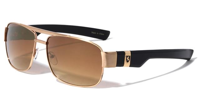 Mens Khan Small Pilot Sunglasses with Brow Bar UV400 Gold/Black/Brown Gradient Lens Khan kn-m3956-khan-metal-modern-squared-aviators-sunglasses-04_f3699844-0880-40bd-a1f1-948740820119