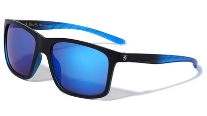 Mens High Quality Flat Top Classic Retro Sunglasses with Super Dark Lens Matt Black Blue Blue Mirror Khan kn-p01051-web-03