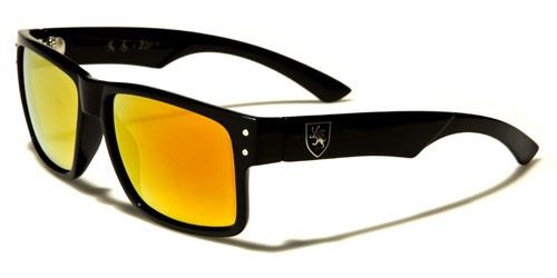 Mens High Quality Flat Top Classic Retro Sunglasses with Mirror Lens Black Silver Logo Red Orange Mirror Khan kn5344cma