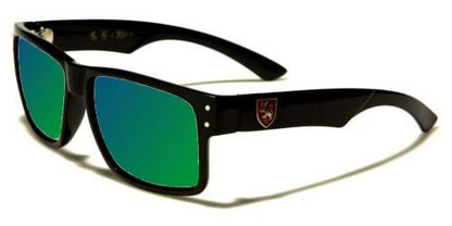 Mens High Quality Flat Top Classic Retro Sunglasses with Mirror Lens Black Silver Logo Purple Green Mirror Khan kn5344cmh