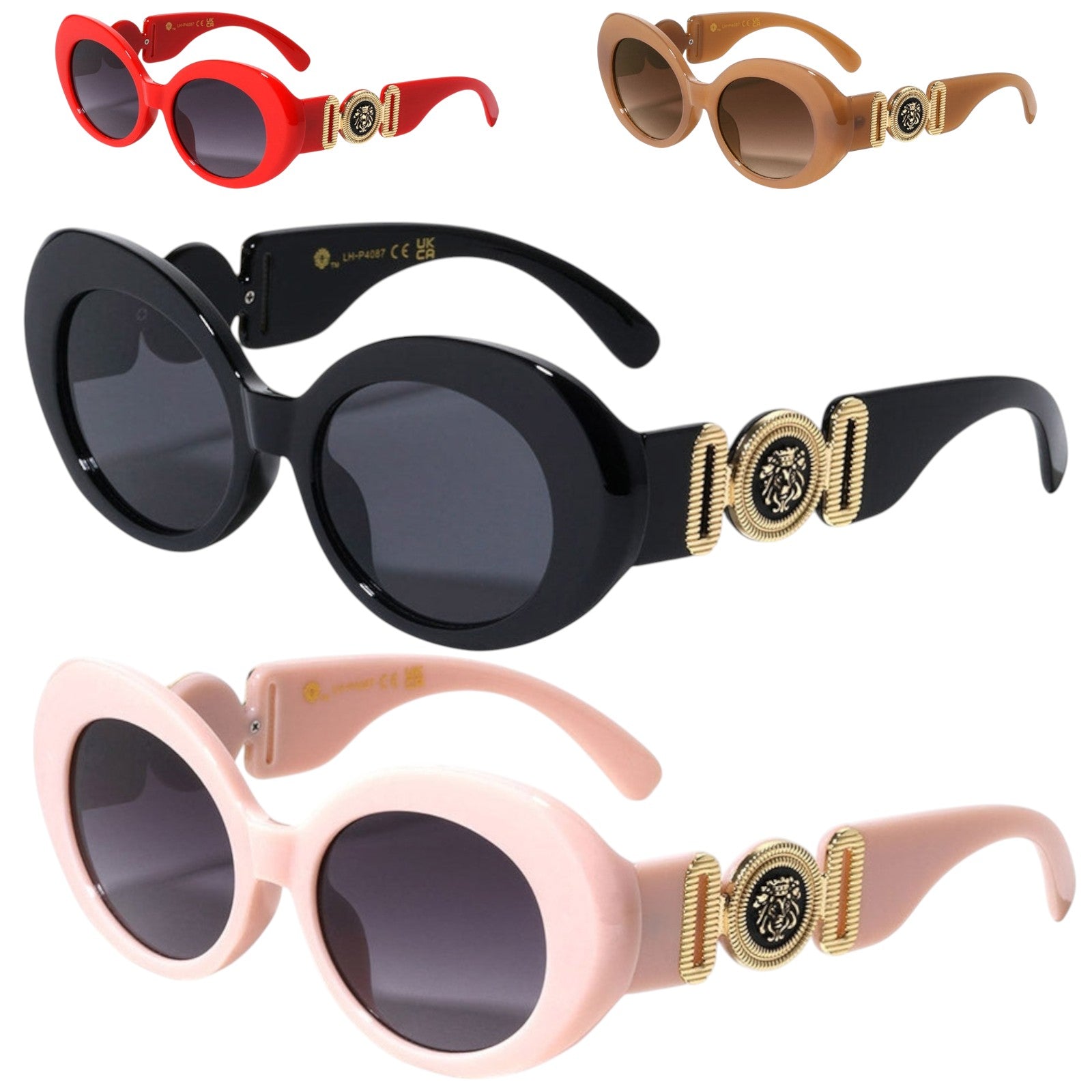 Kleo Women's Retro 60's Oval Sunglasses UV400 Kleo lh-p4087-Kleo-round-retro-sunglasses-for-women_0 {{ color }}