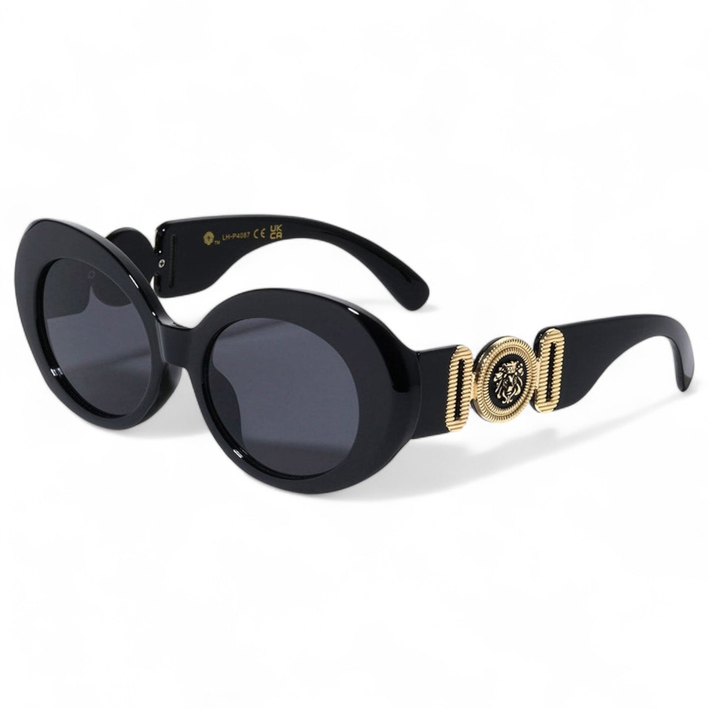 Kleo Women's Retro 60's Oval Sunglasses UV400 Kleo lh-p4087-Kleo-round-retro-sunglasses-for-women_1_fd79bcb2-aa04-47b6-9499-2fa40bd49b7b Black Smoke Lens {{ color }}