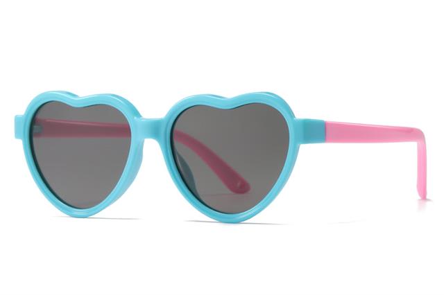 Heart Polarized Childrens sunglasses designer kids Shades UV400 for Girls Rubber Blue/Pink Arm/Smoke Lens unbranded pl3014b_128ea569-f04f-41be-8286-fcf5563c7c99