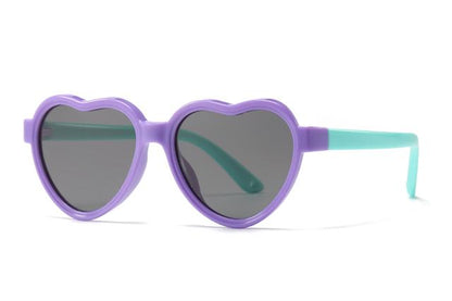 Heart Polarized Childrens sunglasses designer kids Shades UV400 for Girls Rubber Purple/Mint Green Arm/Smoke Lens unbranded pl3014e_1d73640b-7f37-4f71-83c0-b0224a7690ad