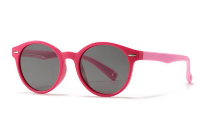 Boys Girls Polarized Round sunglasses designer kids Shades Children UV400 Flexible Rubber unbranded pl3015b_92595ae0-a941-4b97-9a5a-3e65bcc06155 Hot Pink Pink Arm Smoke Lens