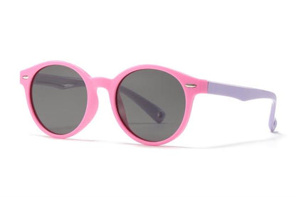 Boys Girls Polarized Round sunglasses designer kids Shades Children UV400 Flexible Rubber unbranded pl3015c_4098b69b-1a98-47a1-82c2-b12857ca2d8d Pink Lilac Arm Smoke Lens