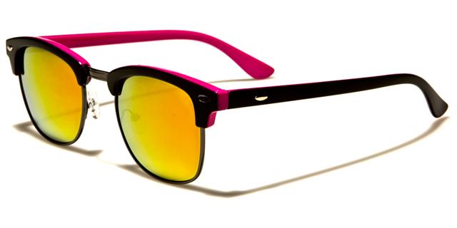 Half Rim retro Mirror Sunglasses Black & Pink Orange & Red Mirror Lens Retro Optix wf13-2trvb