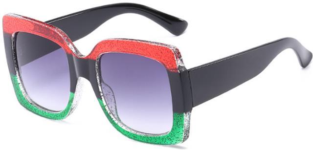 Women's Square Large Butterfly Sunglasses Red Black Green Silver Glitter Smoke Gradient Lens Unbranded 000_f4a14a9b-6360-451a-abe9-571a1e637889
