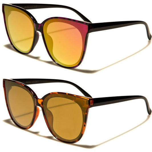 Mirrored Flat Lens Cat Eye Sunglasses for Ladies Eyedentification 11018